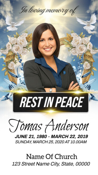 White Professional Funeral Program Instagram Story template