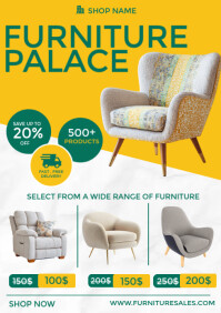 White Professional Furniture Sale Flyer  A3 template