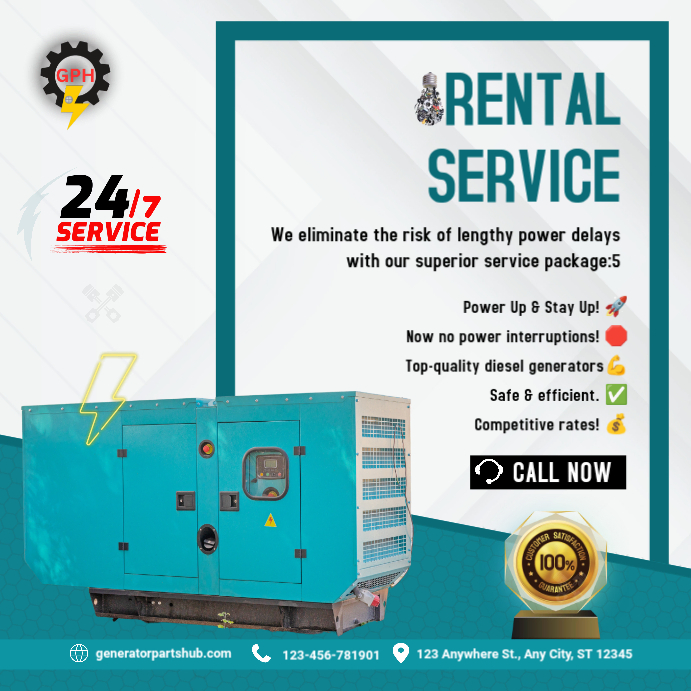 White Professional Generators Rental Services Instagram Post Template ...