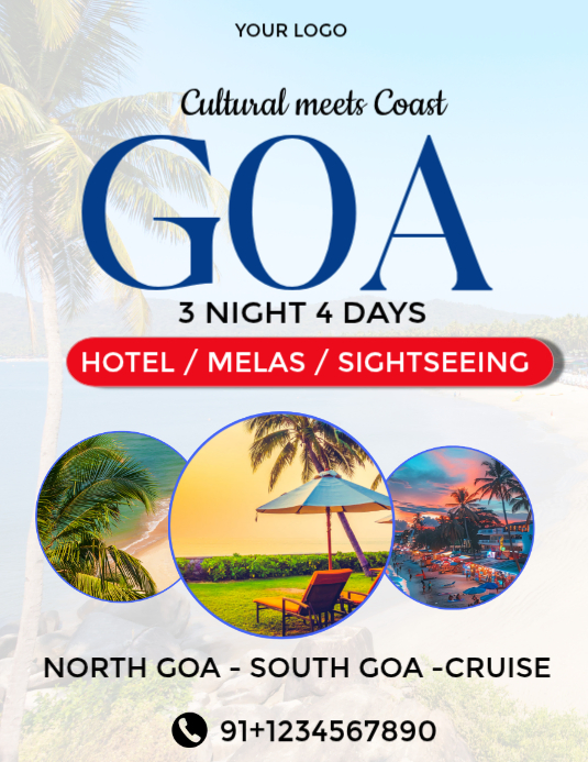 White Professional Goa Flyer (us Letter) Template | PosterMyWall