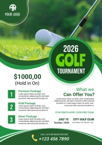 White Professional Golf Tournament A5 template