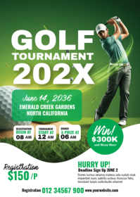 White Professional Golf Tournament A6 template