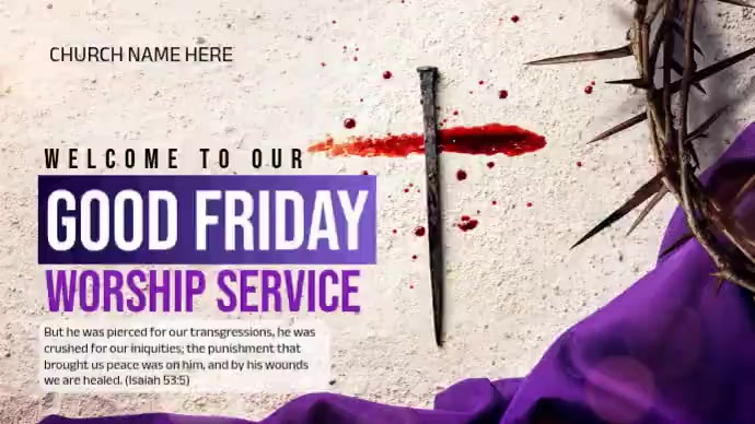White Professional Good Friday Worship Service Digital Display Video ...
