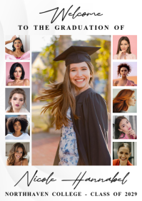 White Professional Graduation Announcement Yard Welcome Sign A1 template