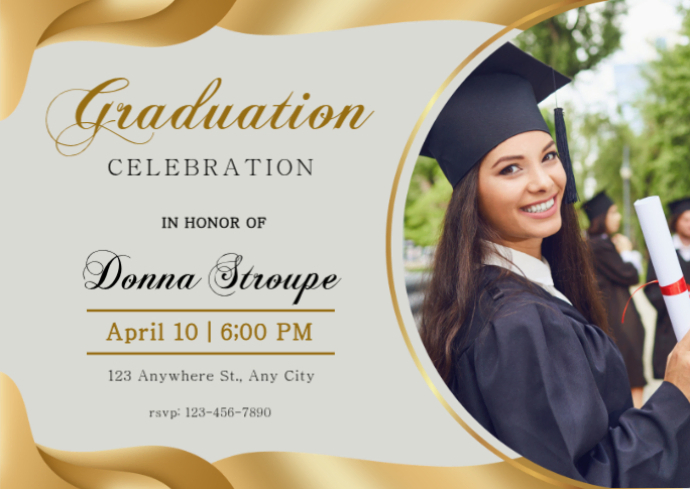 White Professional Graduation Celebration A6 Template | PosterMyWall