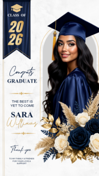 White Graduation Celebration เรื่องราวบน Instagram Template
