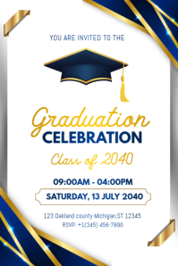 White Professional Graduation Celebration Pinterest Graphic template