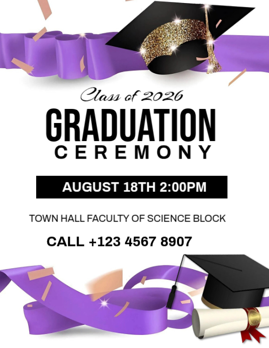 White Professional Graduation Ceremony Flyer Template | PosterMyWall