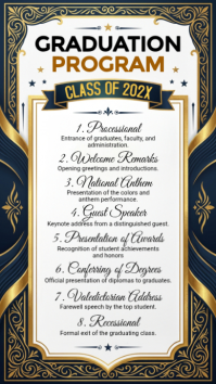 White Professional Graduation Ceremony Program Digital Display template