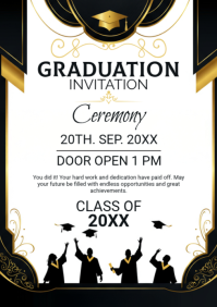 White Professional Graduation Invitation A4 template