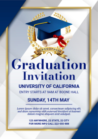 White Professional Graduation Invitation A5 template