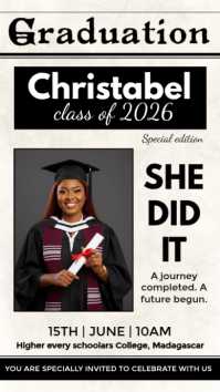 White Professional Graduation Invitation Instagram Story template