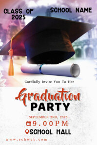 White Professional Graduation Party Flyer  Banner 4' × 6' template