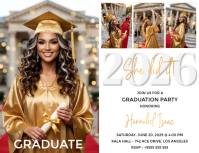 White Professional Graduation Party Flyer Рекламная листовка (US Letter) template