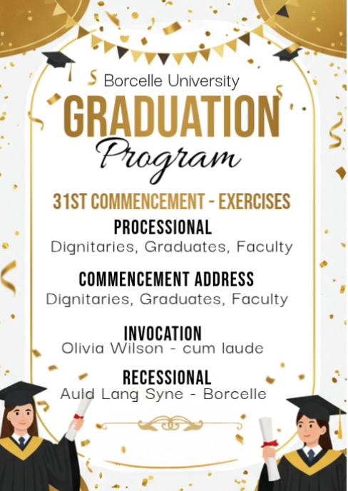 White Professional Graduation Program A6 Template | PosterMyWall
