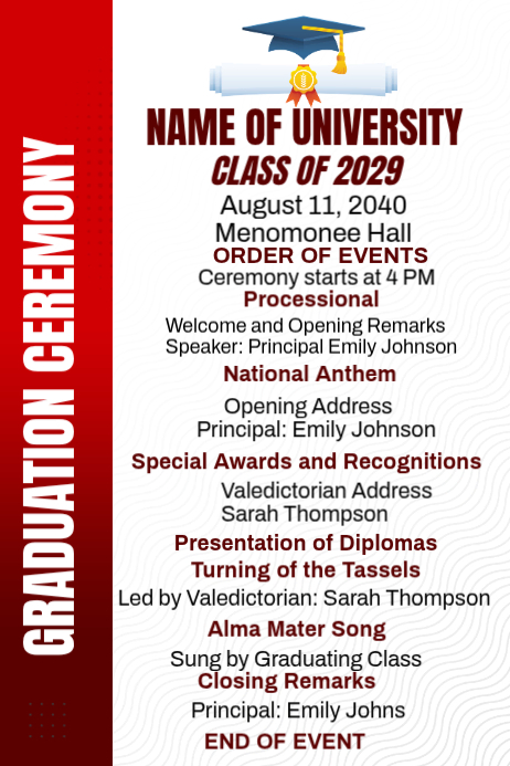 White Professional Graduation Program Poster Template | PosterMyWall