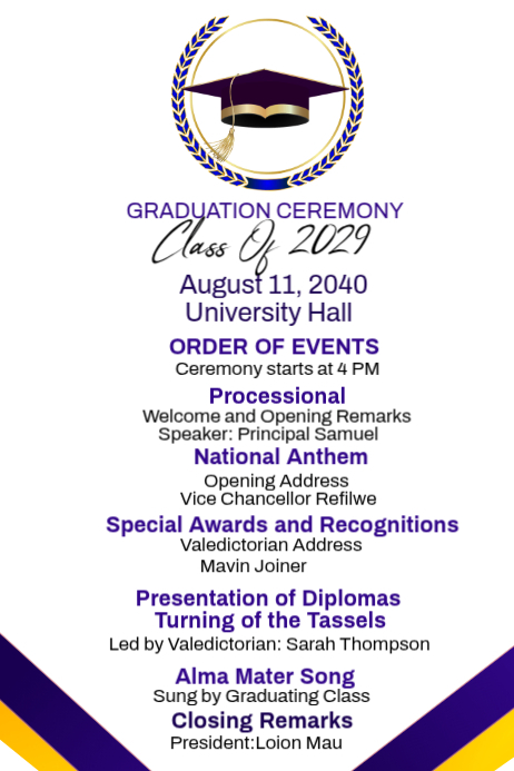 White Professional Graduation Program Poster template