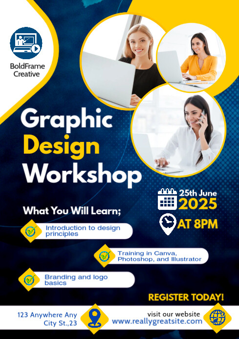 White Professional Graphics Design Workshop Template A4