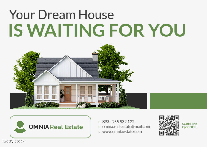 White Professional Green And White And Black Real Estate Postcard Advertisement 2025 2026 2027 2028 Postal template
