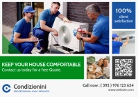 White Professional Green White And Blue Hvac Installing Postcard Advertisement Qr Postcard template