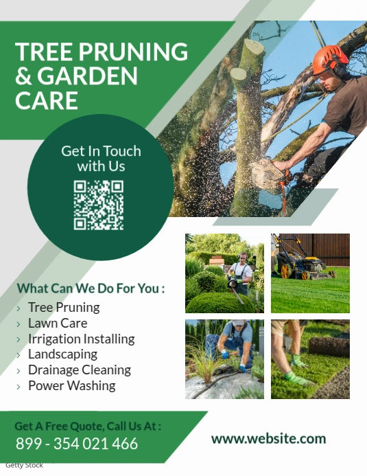 White Professional Green White And Grey Modern Minimal Gardening Professional Services Advertisement Pamflet (VSA Brief) template