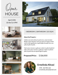 White Professional Grey Black And White Open House Real Estate Flyer Advertisement Geometric Minimal Folder (US Letter) template
