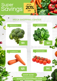 White Professional Grocery Sale Flyer  A3 template