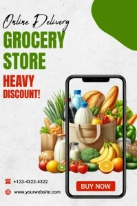 White Professional Grocery Store Poster template