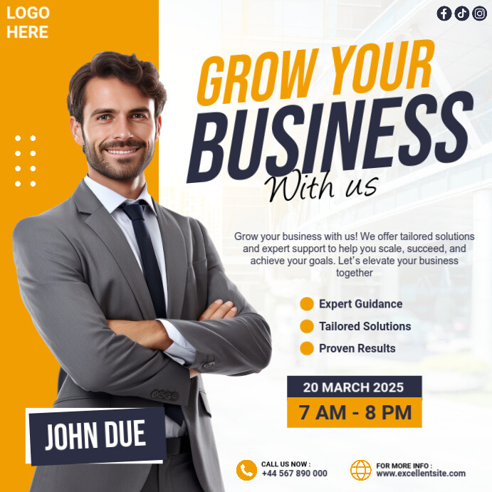 Copy of White Professional Grow Your Business Instagram Post | PosterMyWall