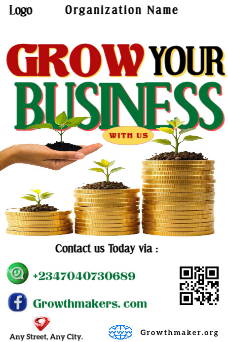 Copy of White Professional Grow Your Business Template Poster ...