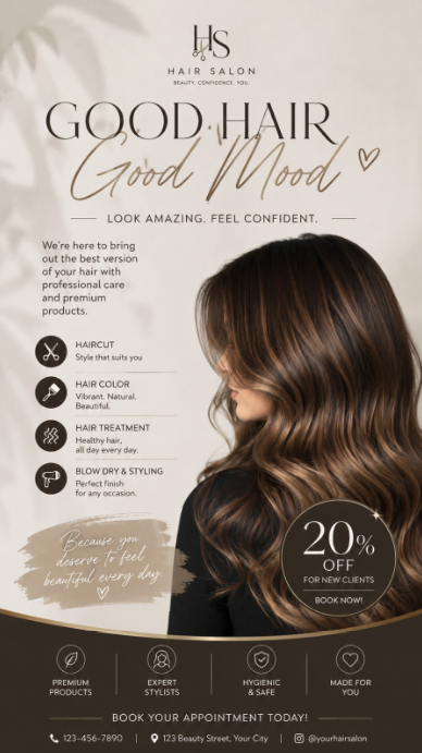 White professional hair salon promotion instagram story Template ...