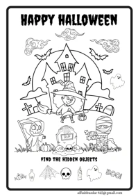 White Professional Halloween Coloring Drawing Pages A4 template