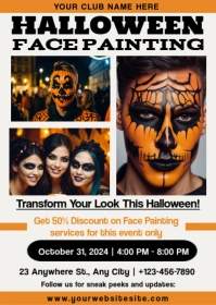 White Professional Halloween Face Painting A6 template