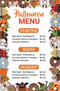 White Professional Halloween Menu Flyer Pinterest Graphic template