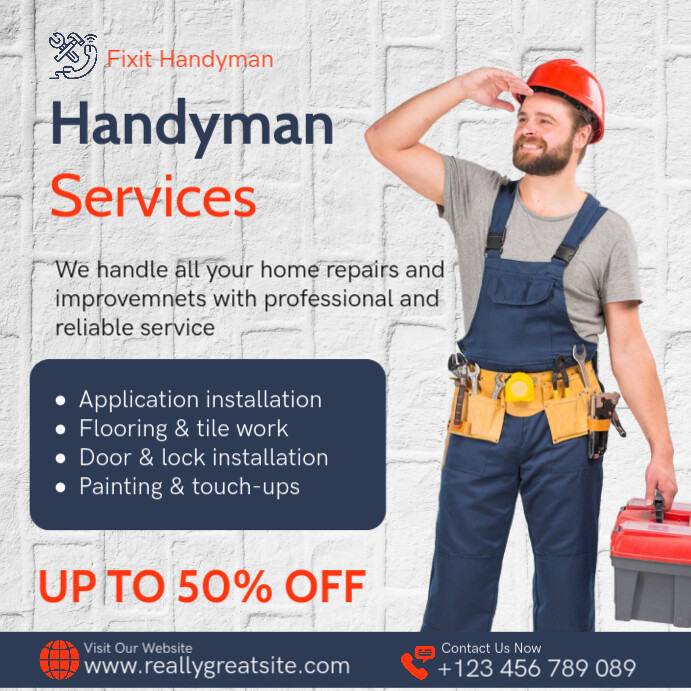 White Professional Handyman Services Advertisement Template Instagram Post Instagram-opslag