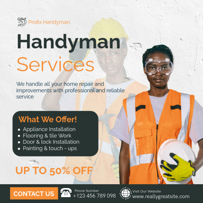 Copy of White Professional Handyman Services Instagram Post | PosterMyWall