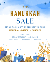 White Professional Hanukkah Sale Offer Ad Flyer Design Instagram Portrait template