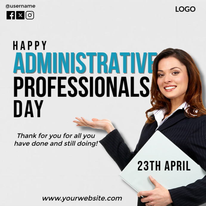 White Professional Happy Administrative Professionals Day Design ...