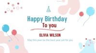 White Professional Happy Birthday Design  Digital Display (16:9) template