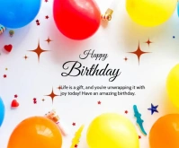 White Professional Happy Birthday Templates Medium Rectangle