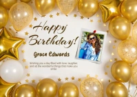 White Professional Happy Birthdayposter A6 template