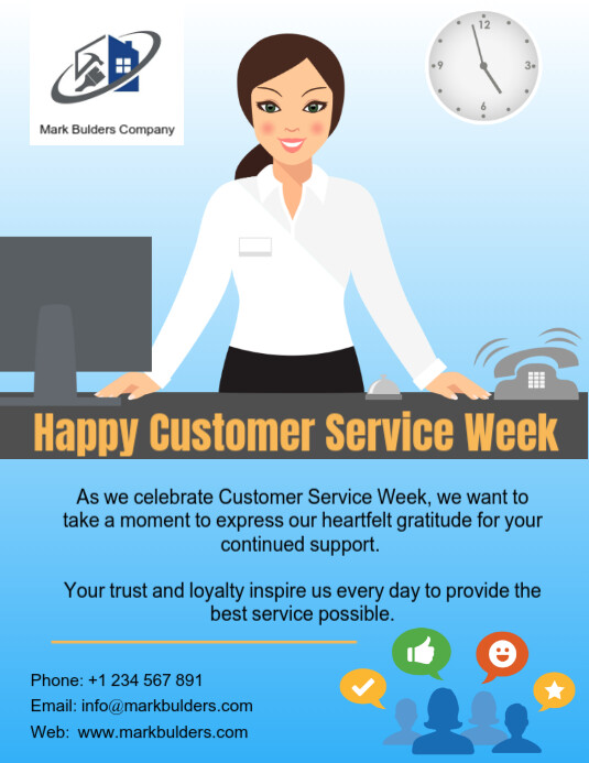 White Professional Happy Customer Service Week Ad Flyer (us Letter ...