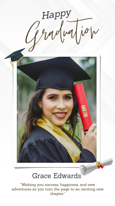 White Professional  Happy Graduation Celebration Poster Template Instagram Story Instagram-verhaal