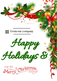 White Professional Happy Holidays A3 template