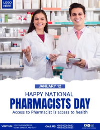 White Professional Happy National Pharmacists Day Flyer (us Letter) Volante (Carta US) template