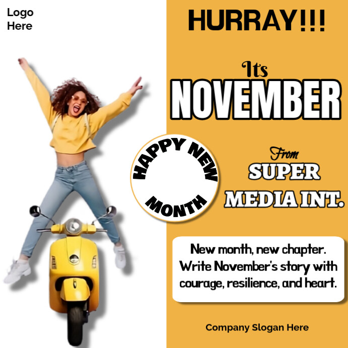 White Professional Happy New Month Of November Instagram Post Template ...