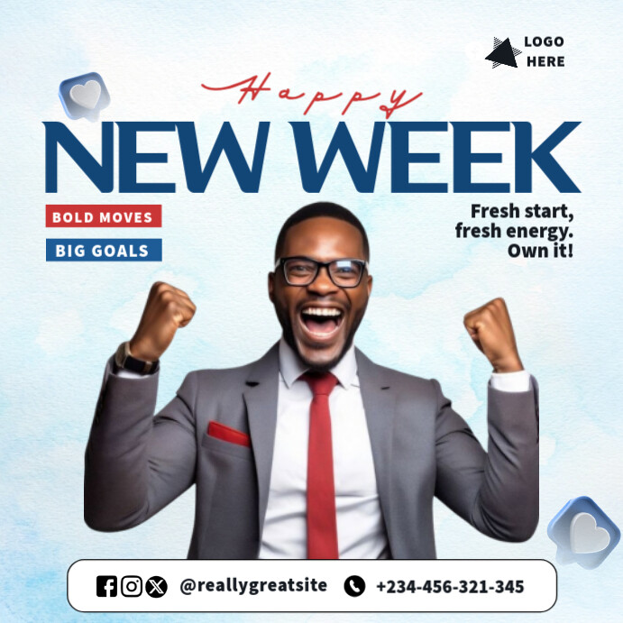 White Professional Happy New Week Flyer  Instagram Post template