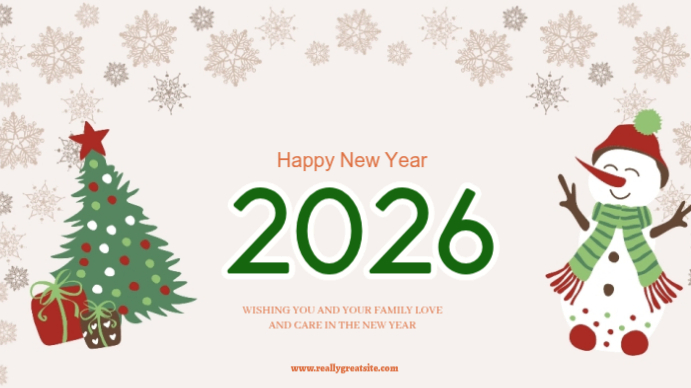 White Professional Happy New Year 2026 Digital Display (16:9) Template ...