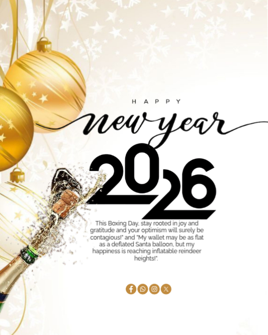 White Professional Happy New Year Greeting, Instagram Portrait Template ...