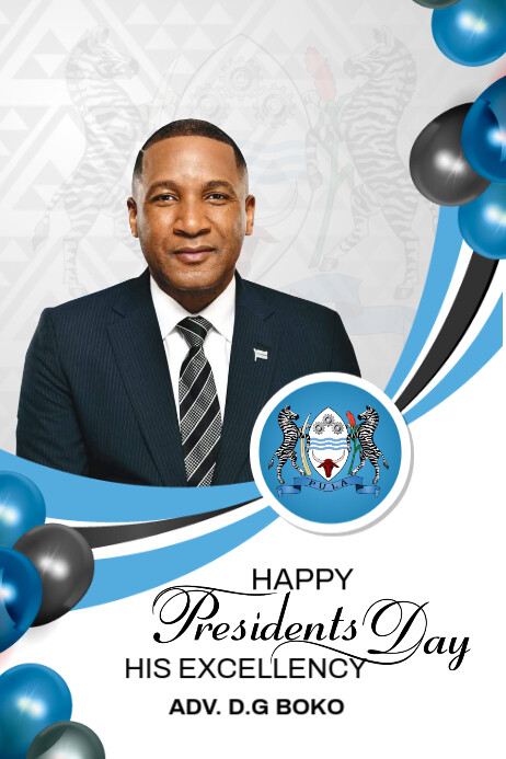 White Professional Happy President Day Botswana Poster template
